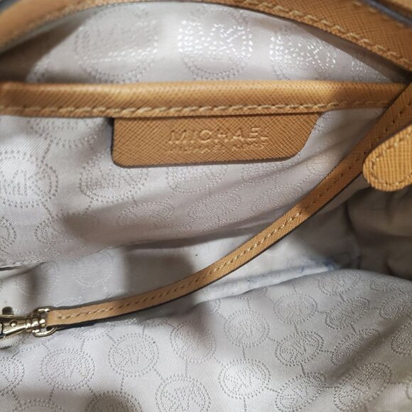 MK MICHAEL KORS Womens Hamilton Shoulder Bag Purse Leather Gold Chains Accents - Picture 9 of 12